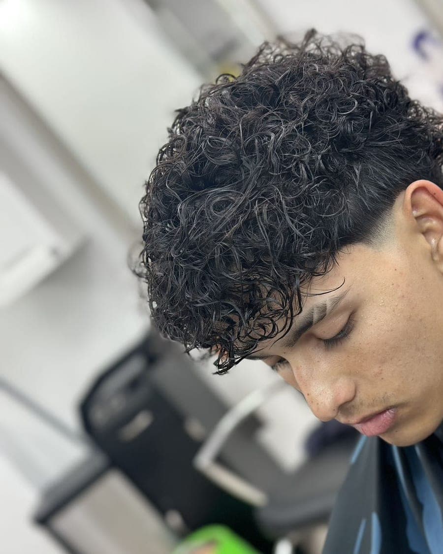 Curly top with a tapered back and sides