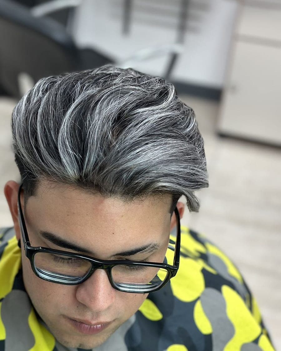 Silver-grey blowout swept back over a taper