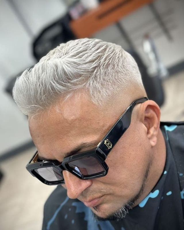 Platinum crop with a clean skin fade